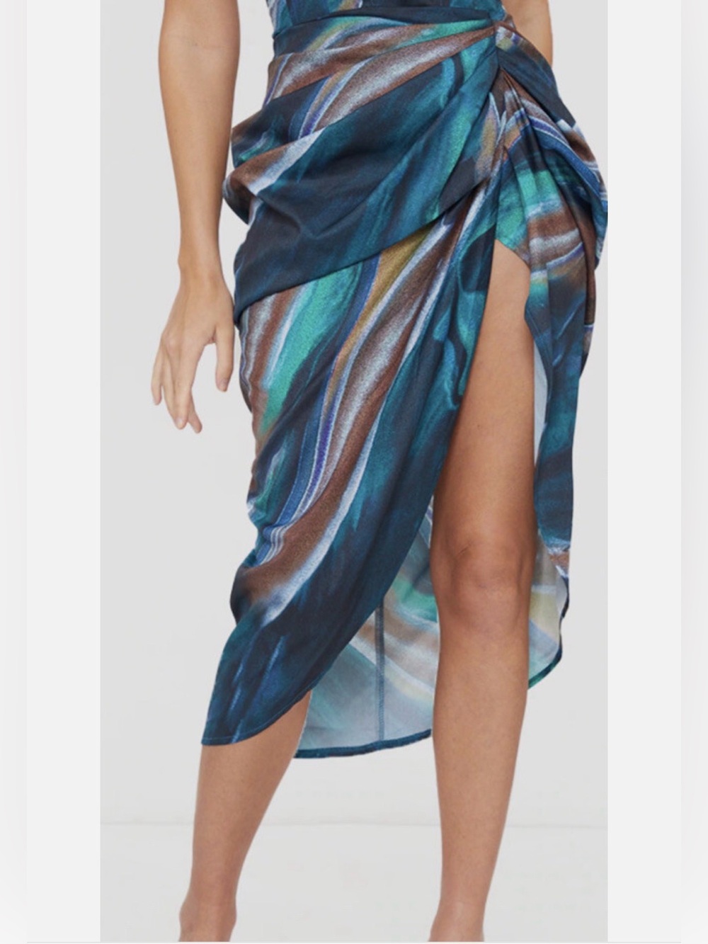 PrettyLittleThing Multicolor Teal, Yellow & Black Patterned Waistband